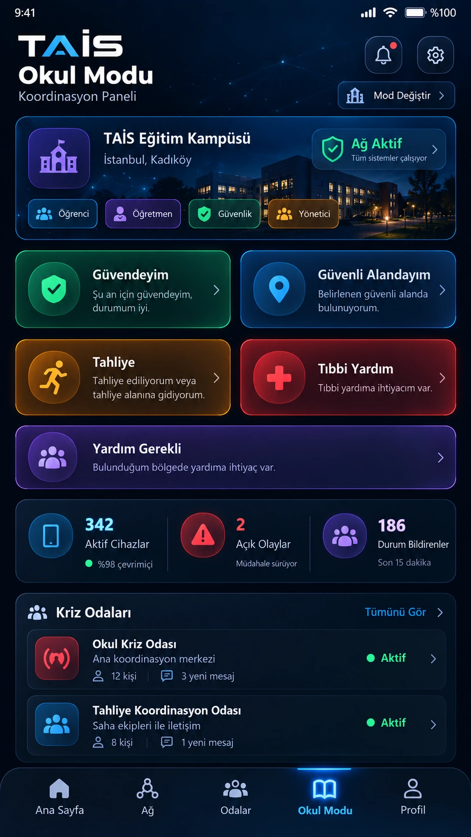TAİS Okul modu tasarım ekranı