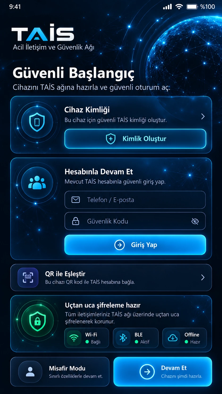 TAİS İlk kurulum tasarım referansı