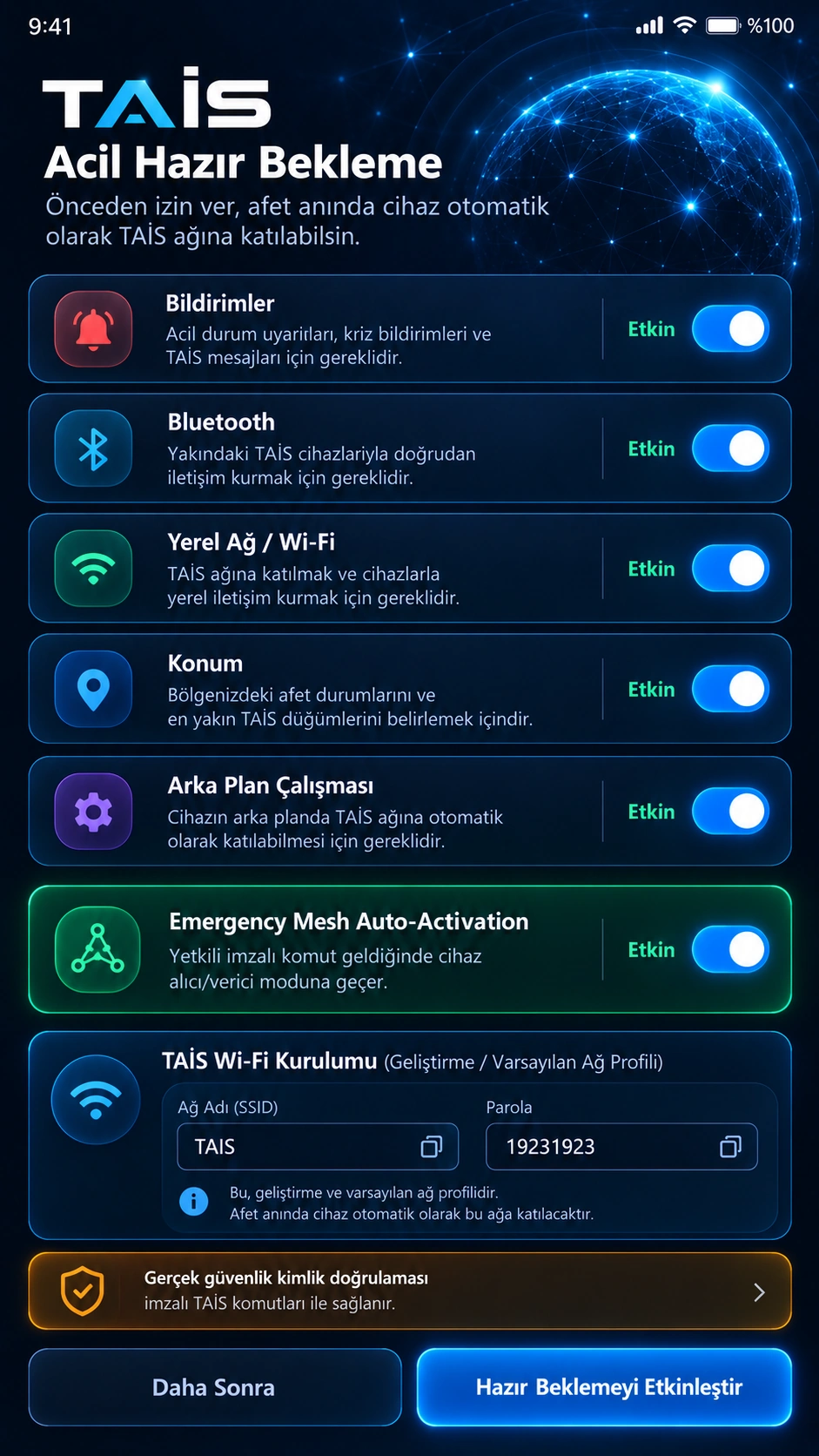 TAİS Acil durum bekleme tasarım referansı